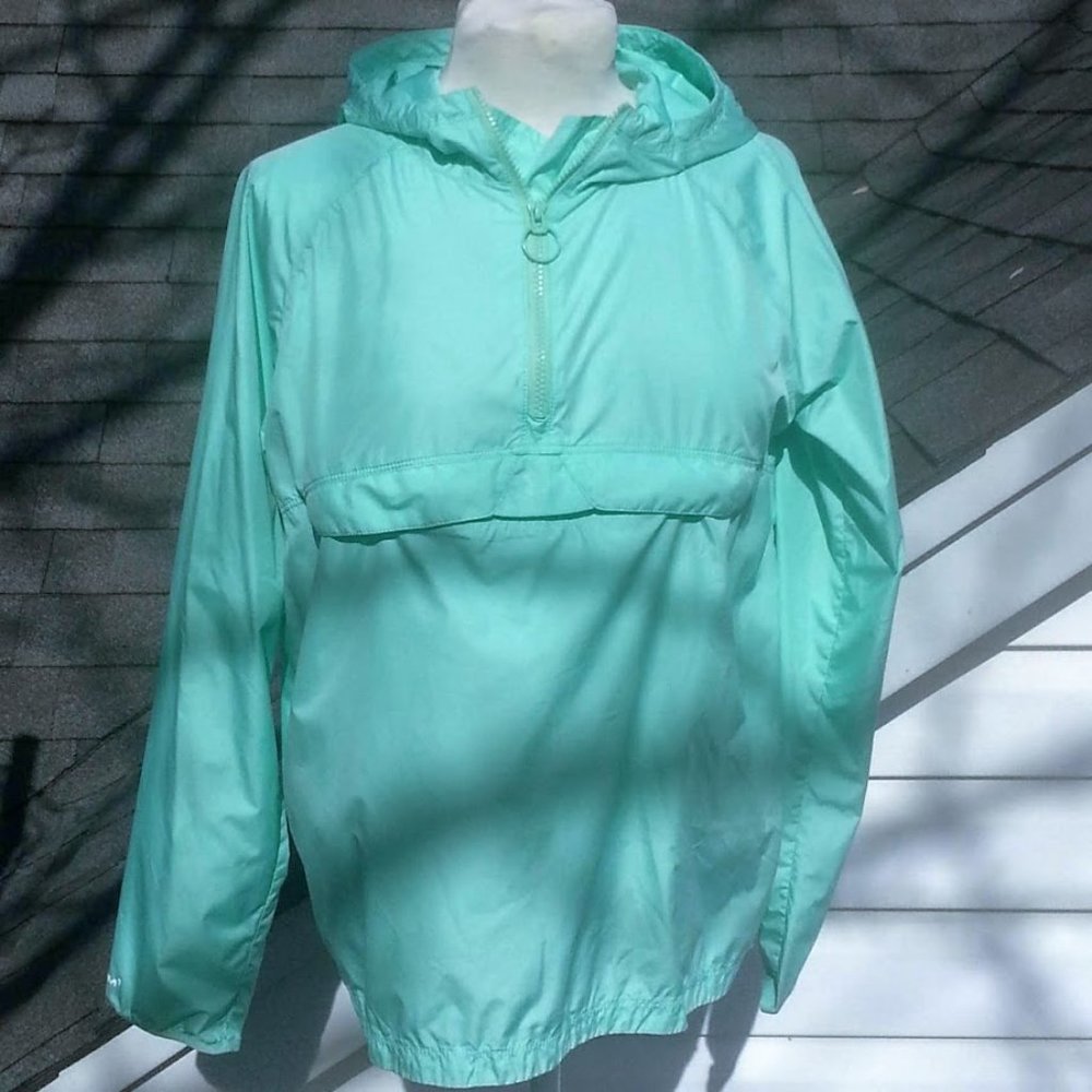 Under Armour mint green pullover windbreaker jacket hidden hood lightweight szS
